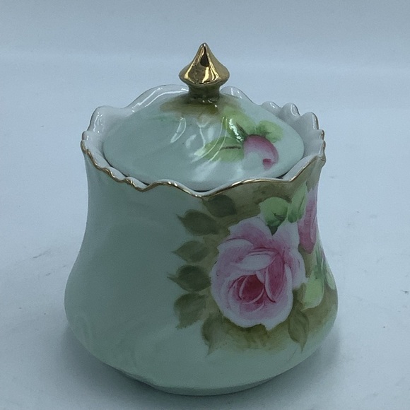 Vintage Green Floral Lidded Jam/Jelly Jar - Picture 2 of 9